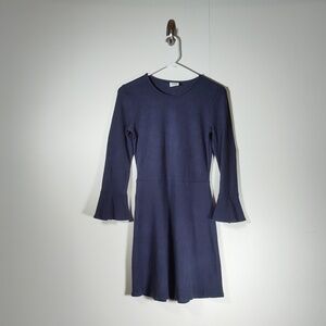 Aritzia Sunday Best Peyton fit and flare bell sleeve dress navy M